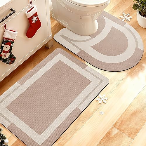 Miniatura 16 de ACCUMTEK Alfombrilla de Baño Ultrafina, Alfombrillas Antideslizantes de Espesor Reforzado para Debajo de la Puerta, Alfombras de Baño 2-gris