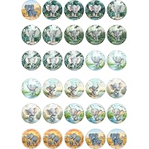 30 x Edible Cupcake Toppers Elephant Animal Themed Collection of Edible Cake Decorations | Uncut Edible on Wafer Sheet