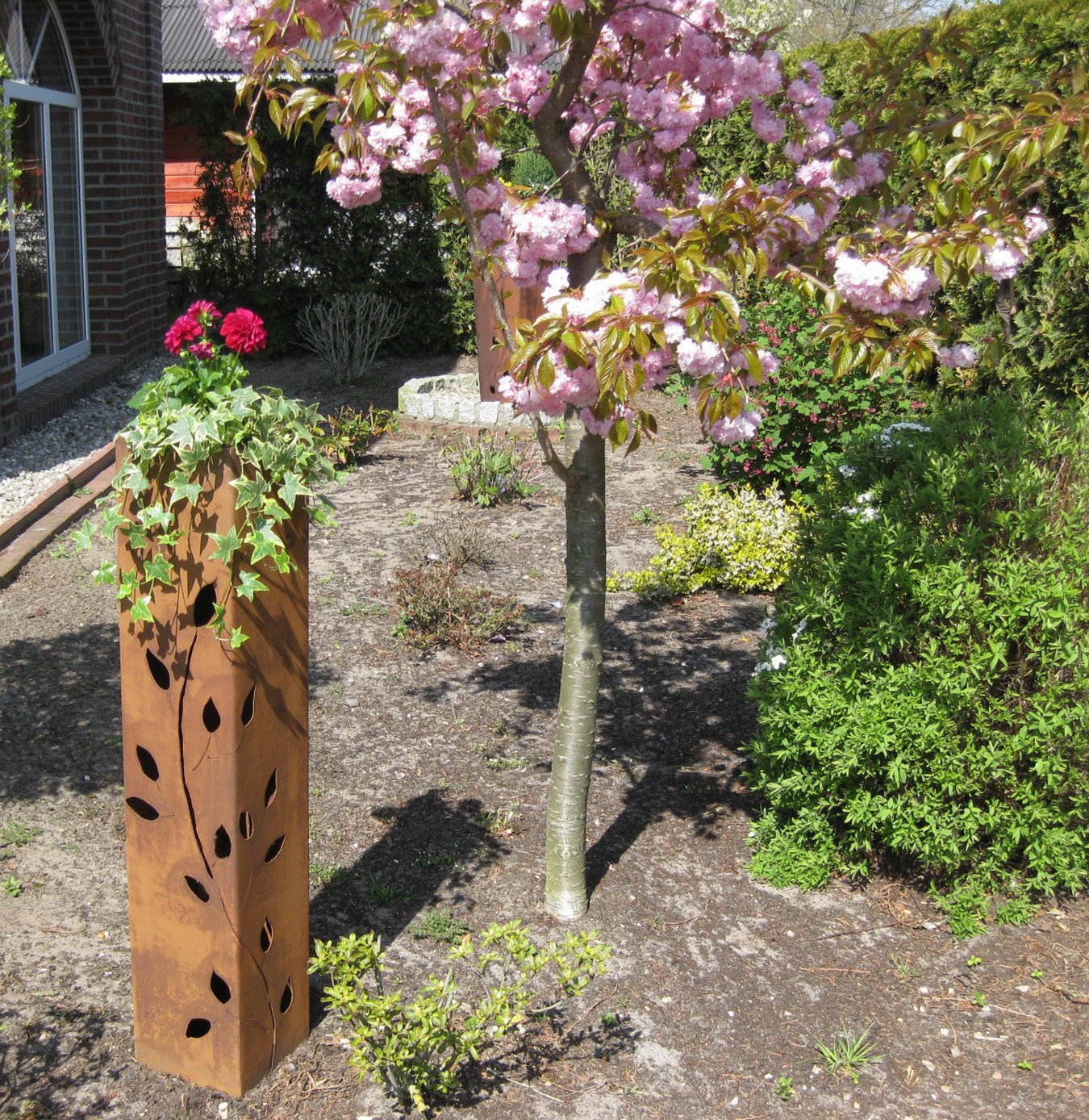 Generisch Rost Säule RS24 Gartensäulen Blumensäule Fackel Gartendeko Deko Schale rostig