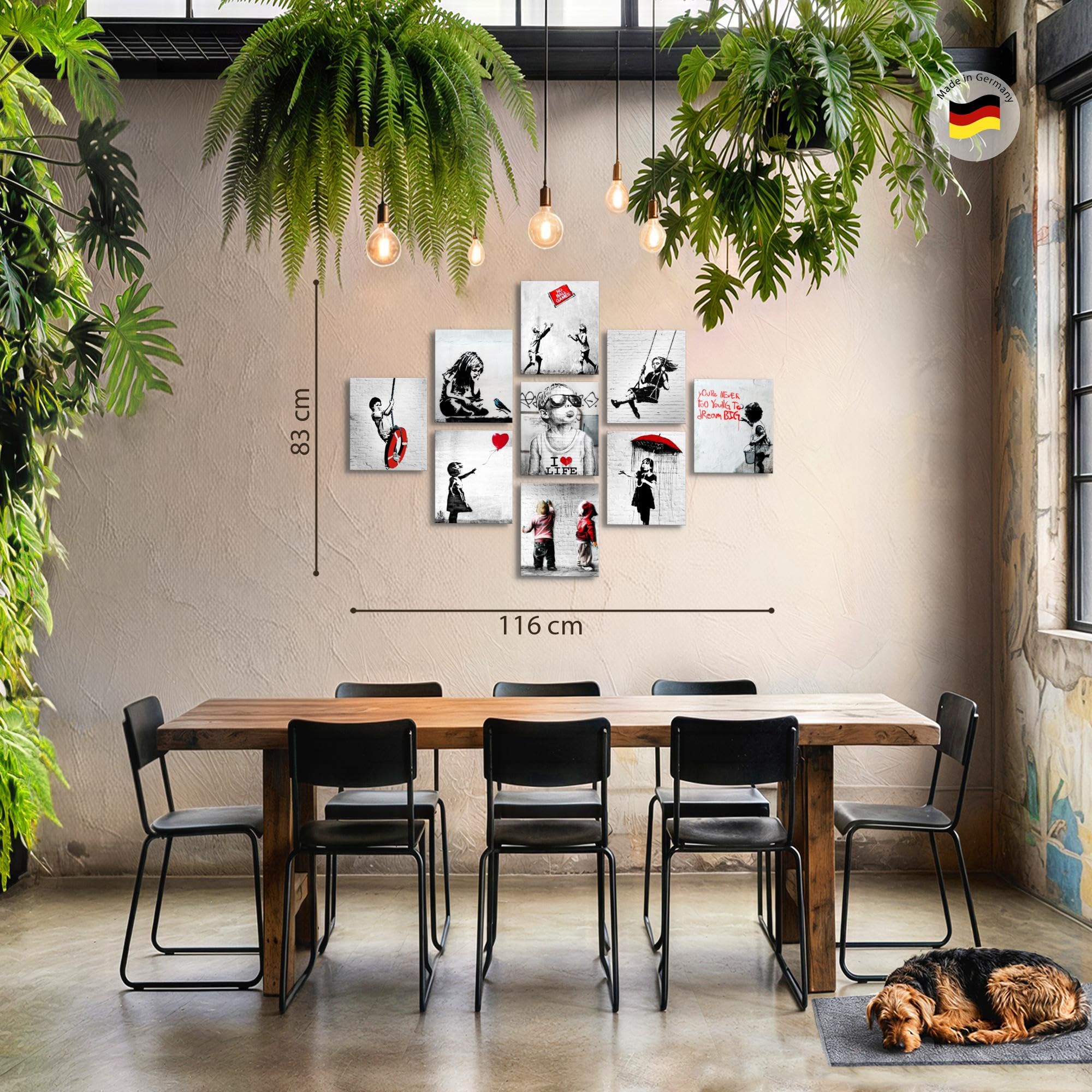 Novart Set de Decoración de Pared con Cuadros Banksy Cuadro - LISTO PARA COLGAR - No Necesita Marco - Dormitorio Salón Cocina - N024991a