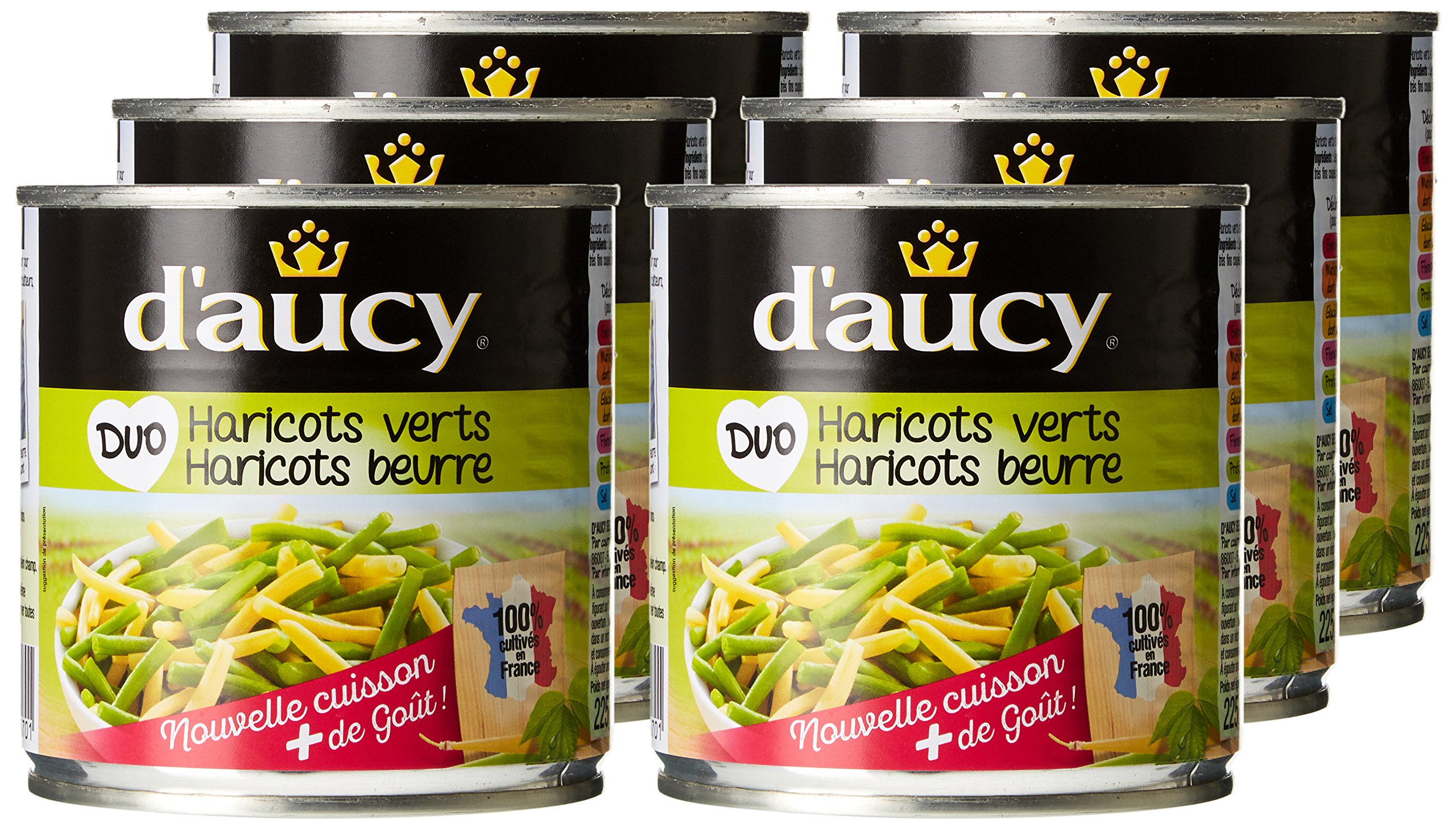 d'aucy Duo Haricots Verts/Haricots Beurre Sous Vide 300 g - Lot de 6