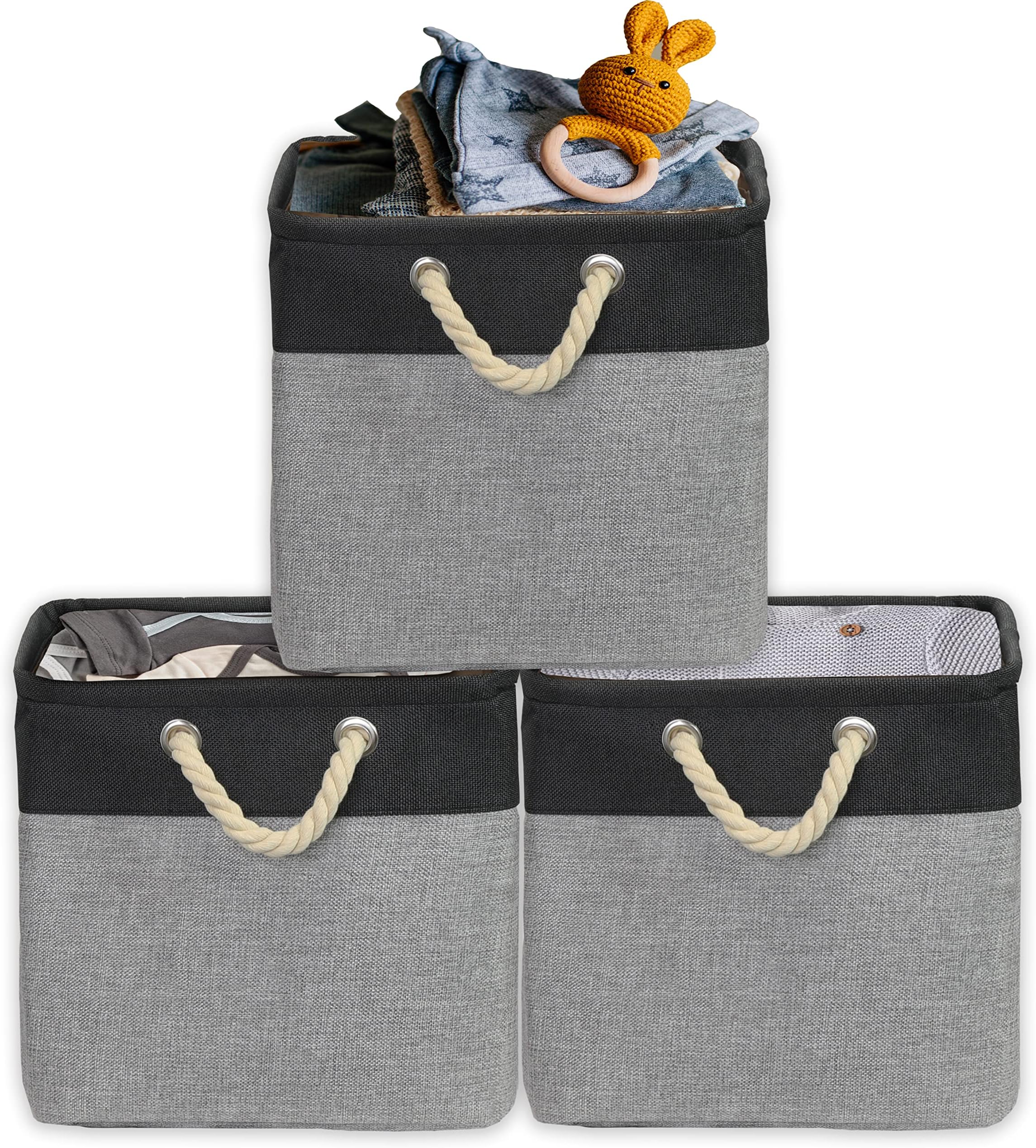Simple Houseware3 Pack Fabric Cubic Storage Bin, 13*13*12.5'', Dark Grey
