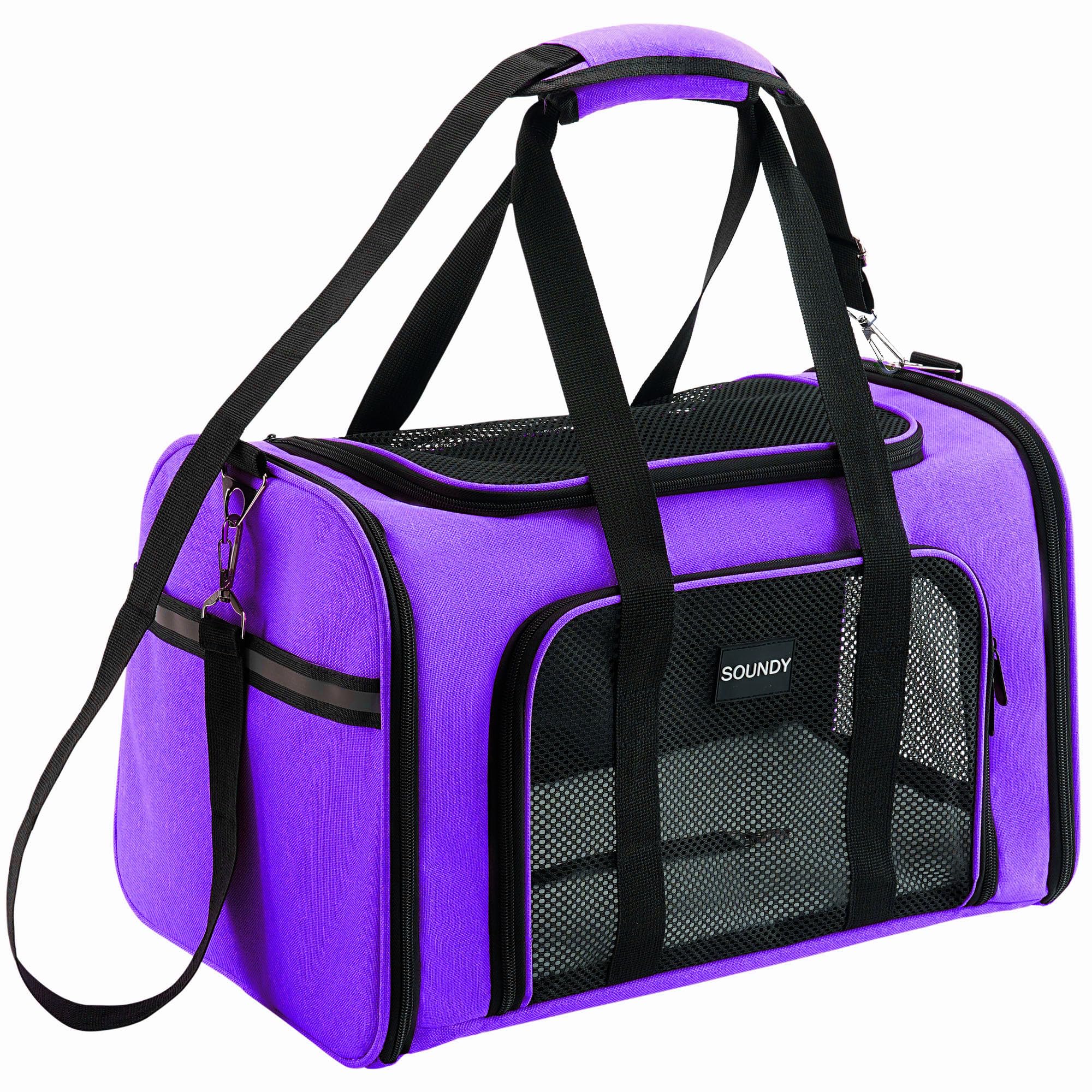 Soundy Dog Carrier Cat Carriers Airline Approved Pet Carrier for Small Medium Dogs Cats Under 15Lbs Puppies Collapsible Soft Sided TSA Travel Puppy Carrier Bag (Medium, Purple)