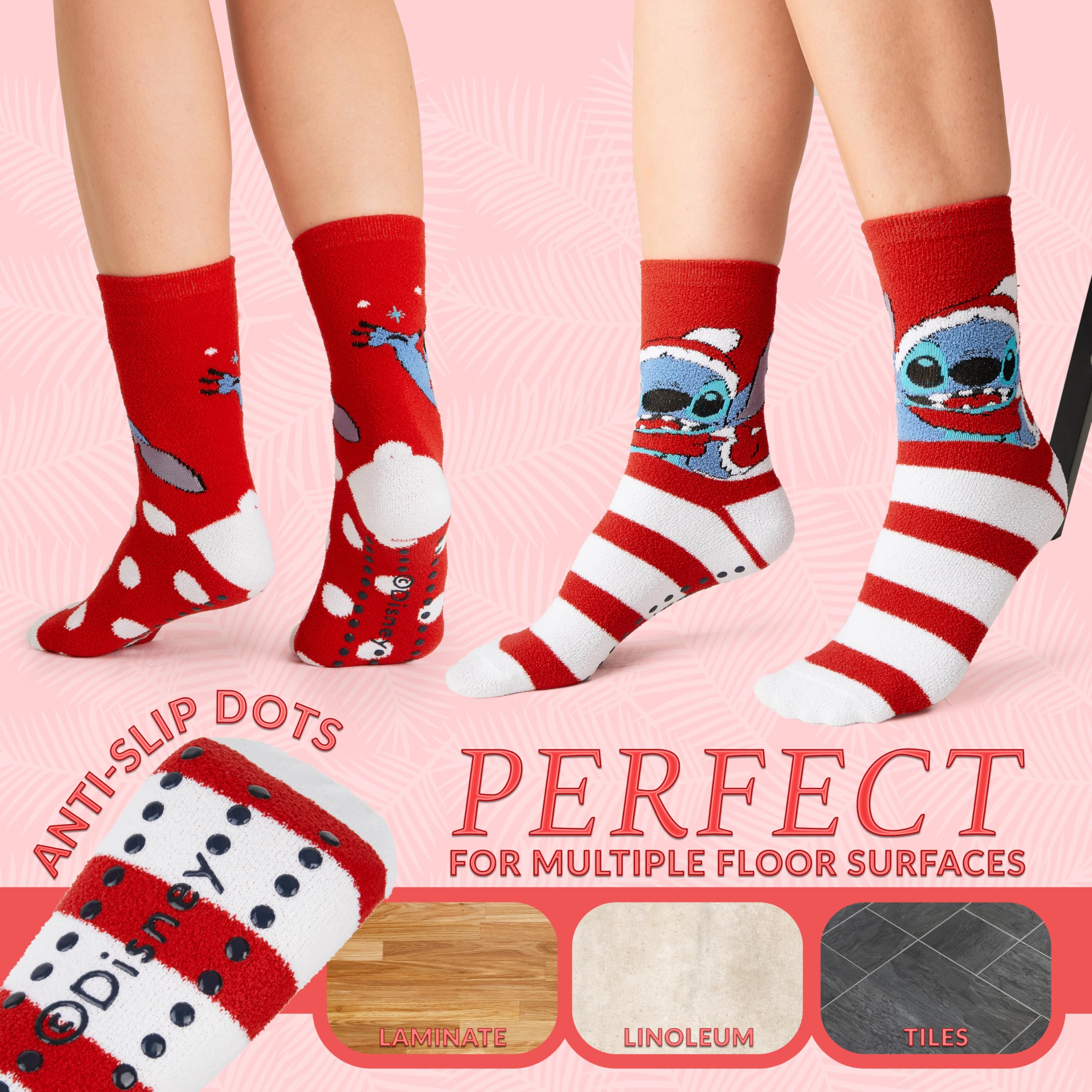 Disney Calze Donna a Pantofola - Set 2 Paia Calzini Antiscivolo Invernali Stitch Topolino Minnie Baby Yoda