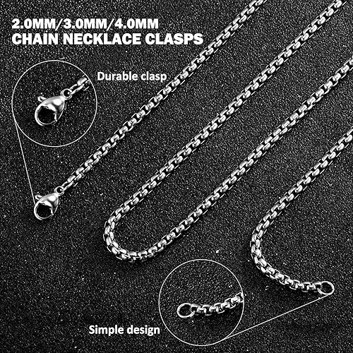 Miniatura 4 de Collar de cadena redonda de 230.157 in para hombre, cadena Rolo para hombres y mujeres, 18, 20, 22, 24, 26 pulgadas de longitud, acero inoxidable