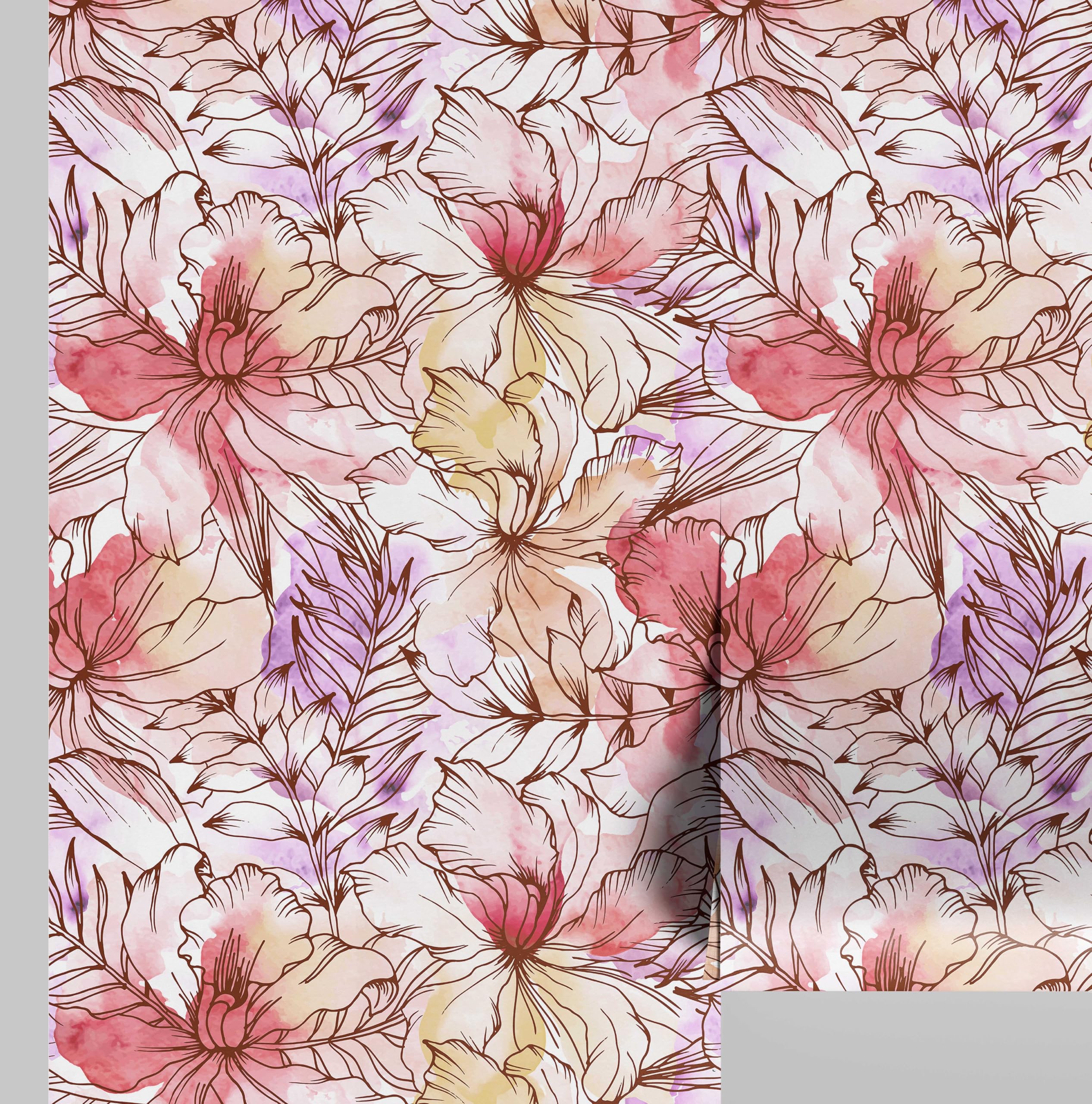 Papier peint imperméable fleurs de pêcher adhésif et repositionnable