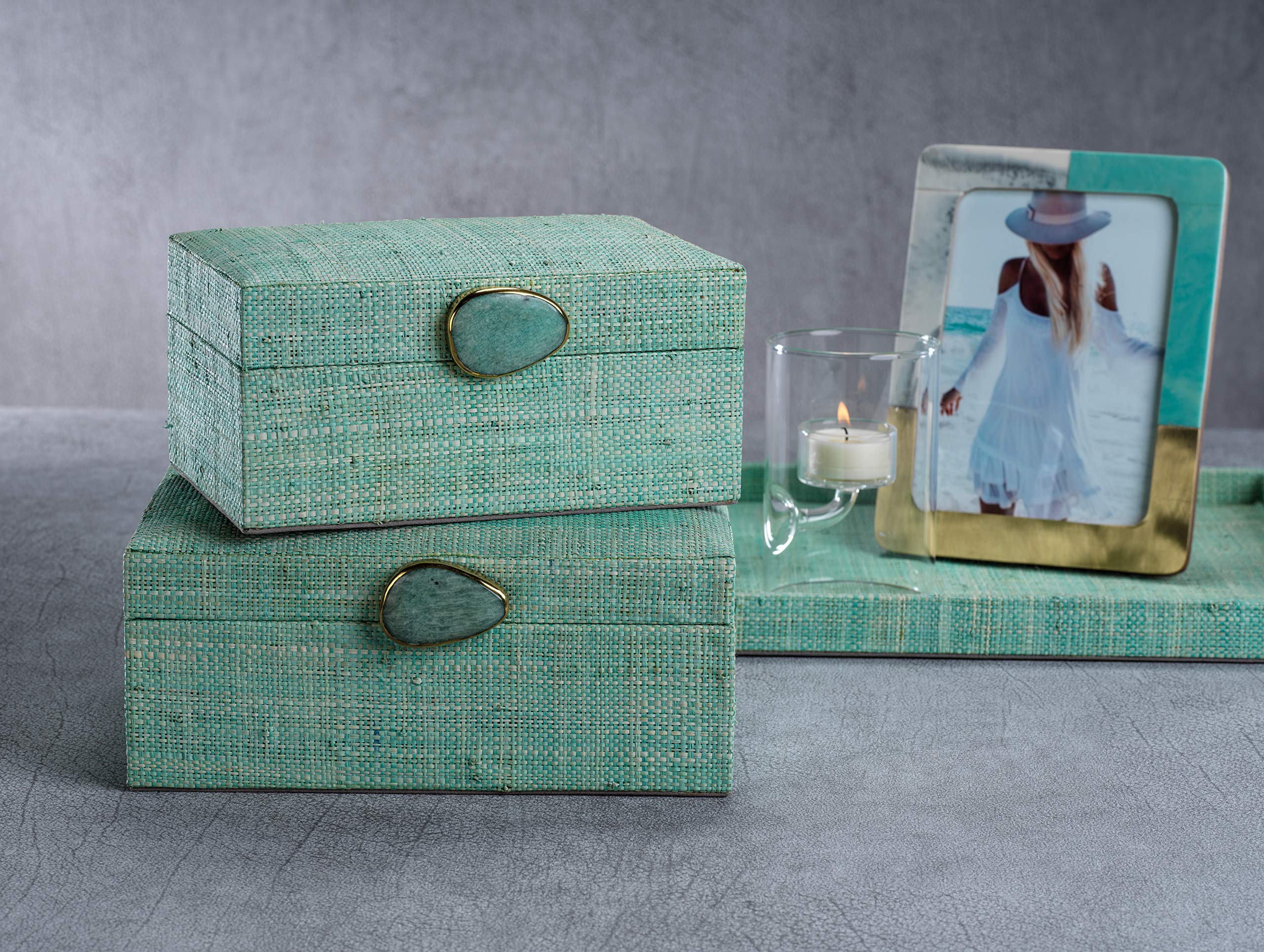 Amazon.com: Zodax Natalia Raffia, Jade Decorative Boxes, Small