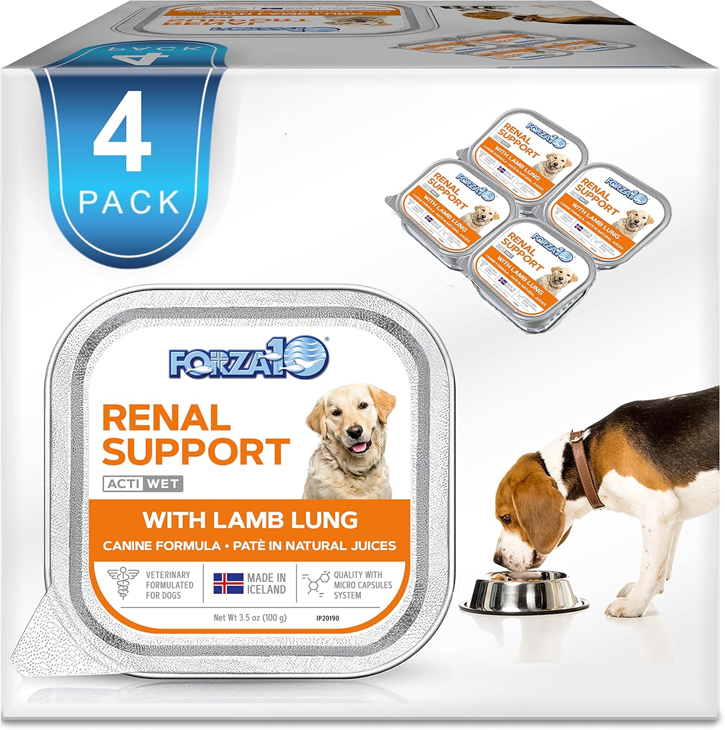 Forza10 Actiwet Wet Kidney Dog Food, Wet Renal Dog Food 3.5 oz, Lamb