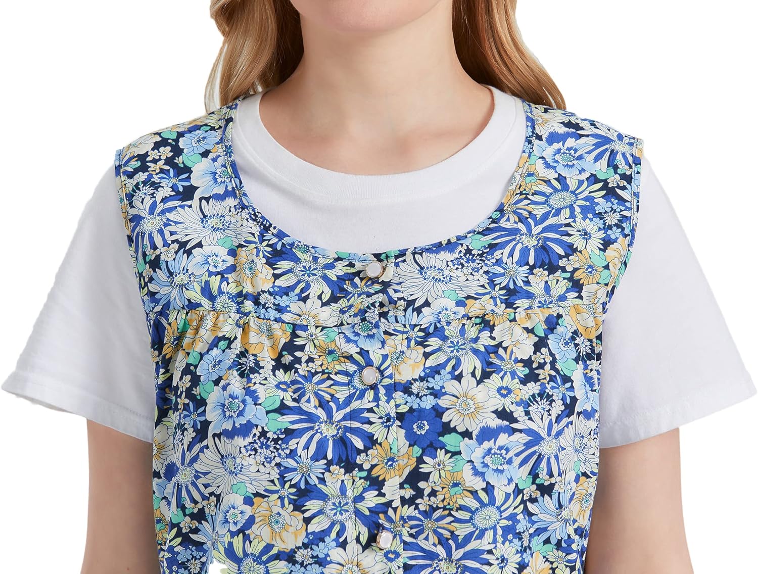 Nanxson Women Cobbler Apron with 2 Patch Pockets, Cotton Printed Bib, Smock with Buttons for Work Chef kitchen CF3177 - Image 6