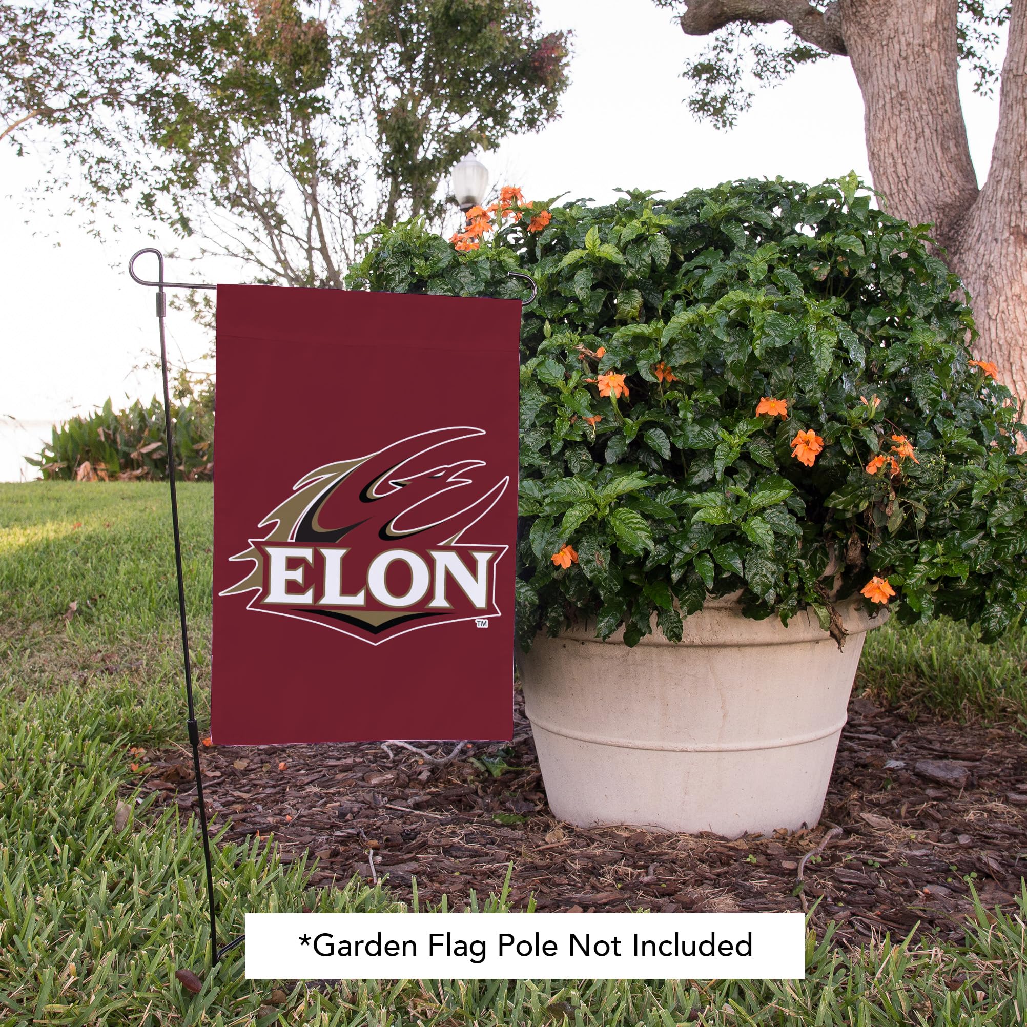 Elon Phoenix College Garden Flag & Stand Set - 13x18 Inch Double Sided, Official Licensed