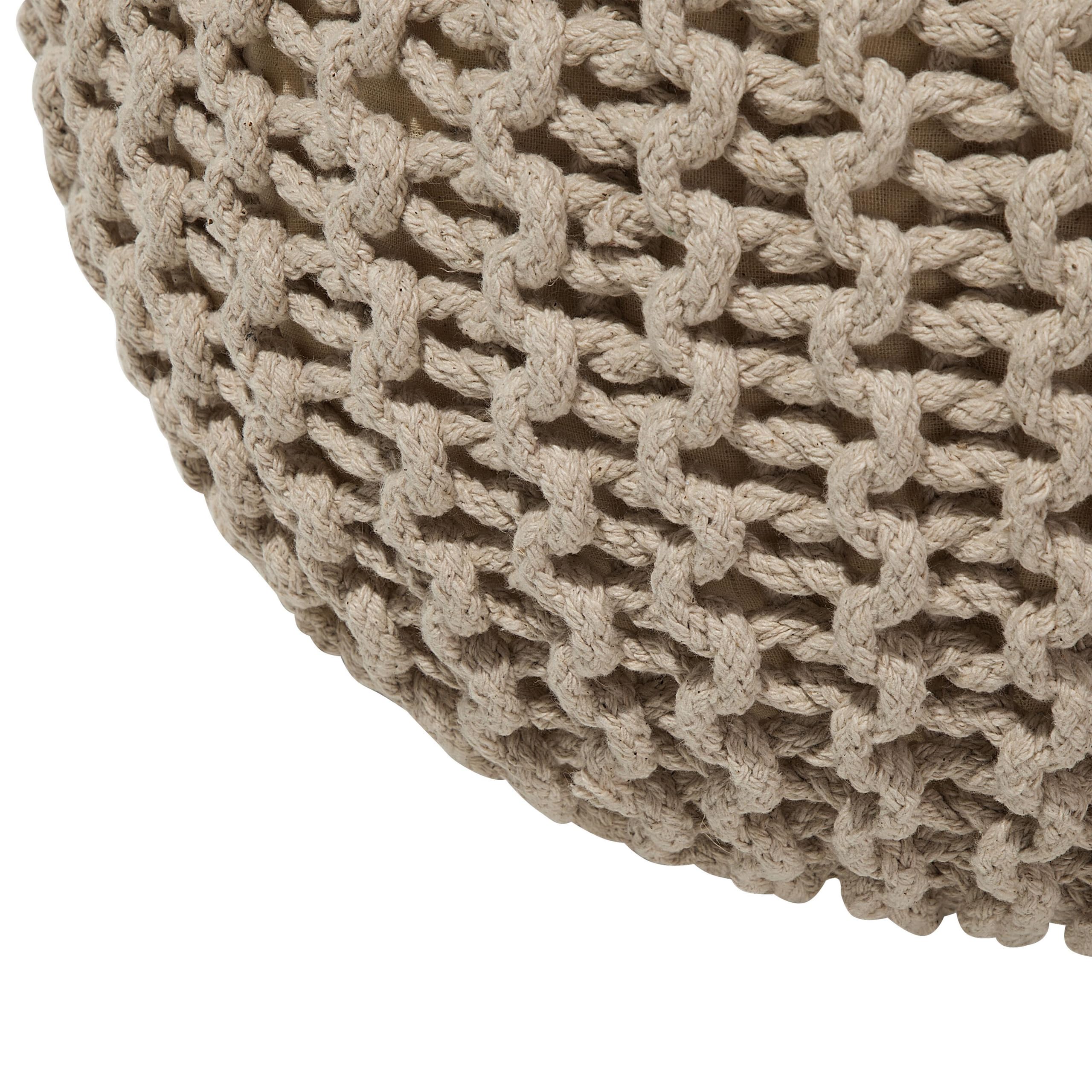 Beliani Pouf Rond en Coton Beige à Billes de Polystyrène Accessoire d'Intérieur Conrad