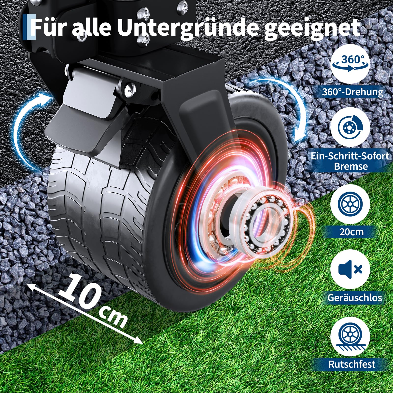 GarveeLife XXL Bollerwagen Faltbar, 200kg Belastbar & 200L Volumen, Handwagen mit Bremsen & 20cm Offroad-Rädern, Klappbarer Transportwagen mit Seitentaschen für Strand, Camping & Garten, Schwarz