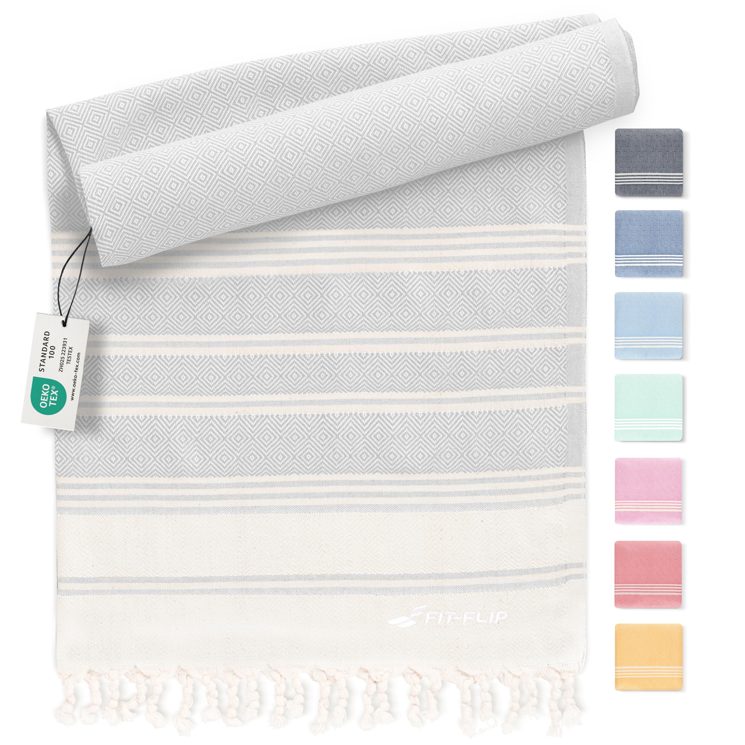 Toalla Hammam – Toallas de playa grandes de algodón 100% reciclado – Toalla turca de secado rápido, Fouta, toalla de playa grande pestemal ideal como toalla gigante de playa y sarong
