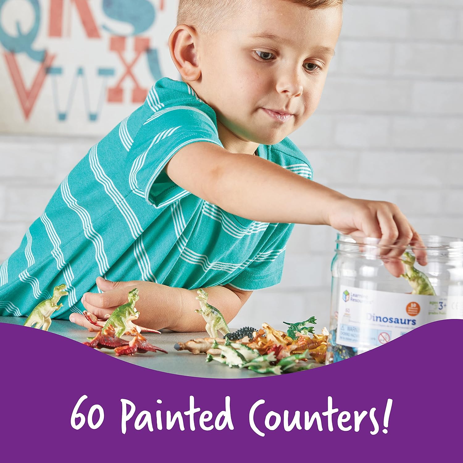 Colorful Dinosaur Figurine Set for Kids, 60 Pieces