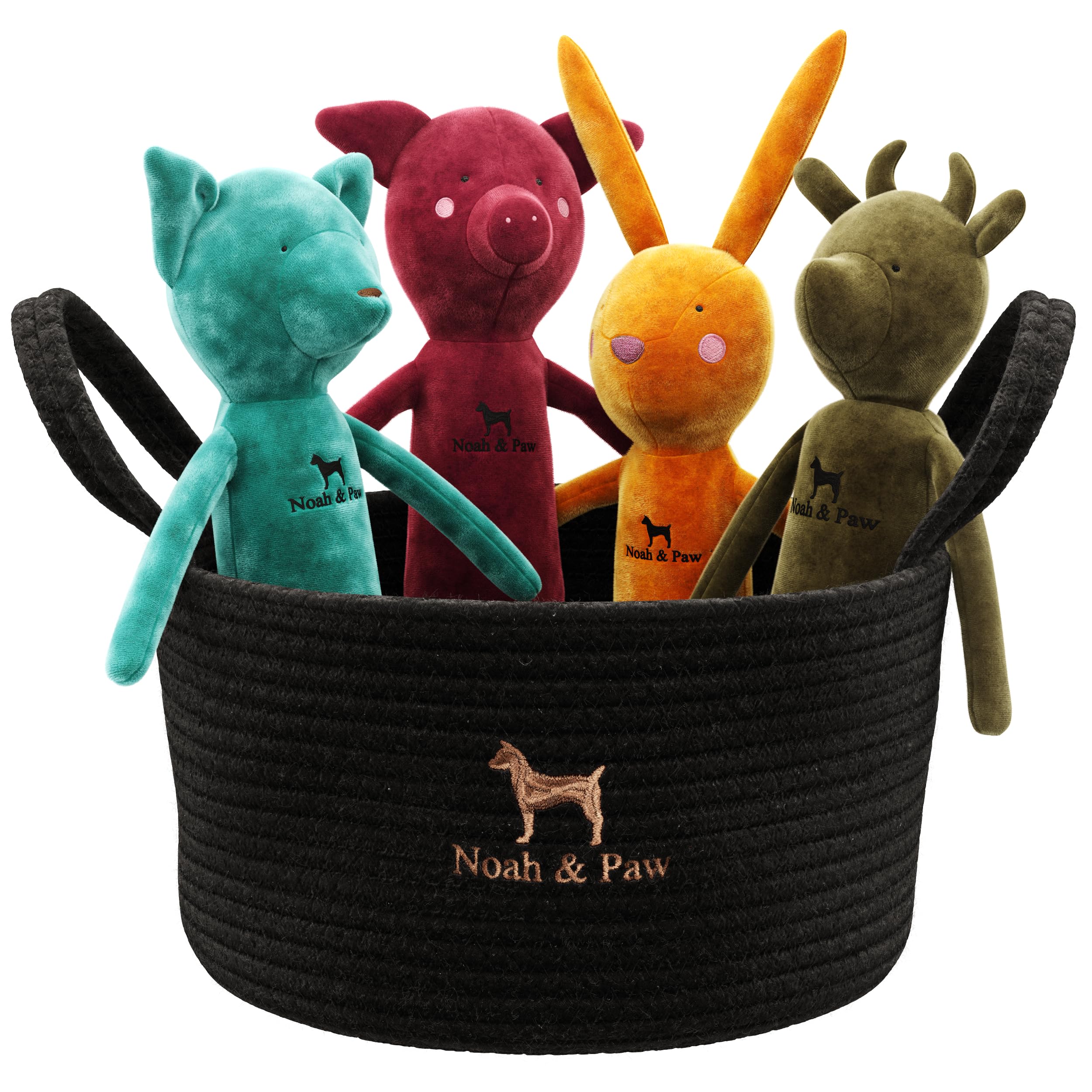 NOAH & PAW Coffret Panier de Jouets de Luxe pour Chien, Peluche pour Chiens, Jouets pour Enfants, Jouets pour Chiots à Coutures renforcées pour Petits Chiens, idéal pour Cadeau bébé