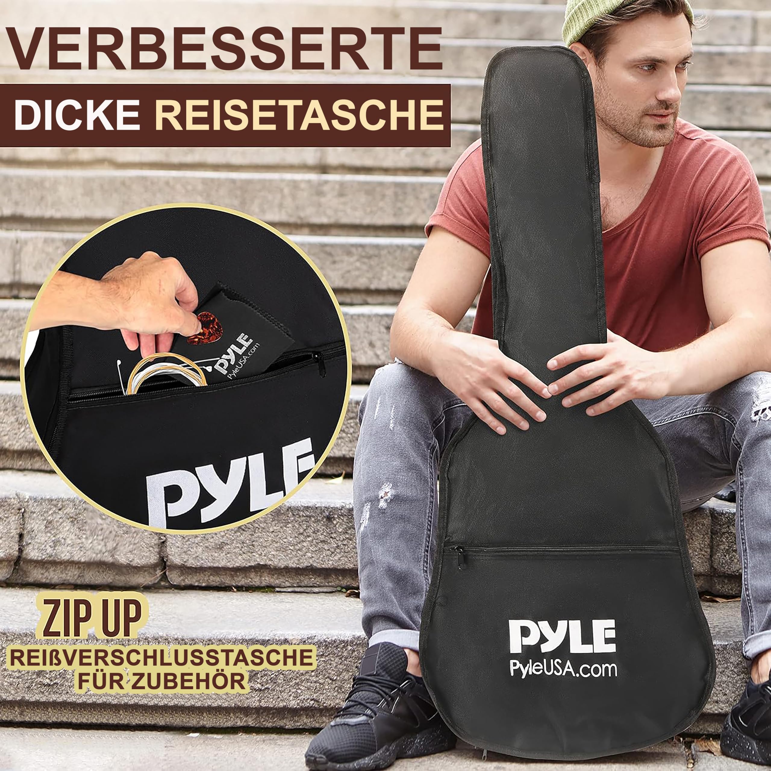 Pyle Resonator Akustik Westerngitarre 4/4 mit integriertem Verstärker