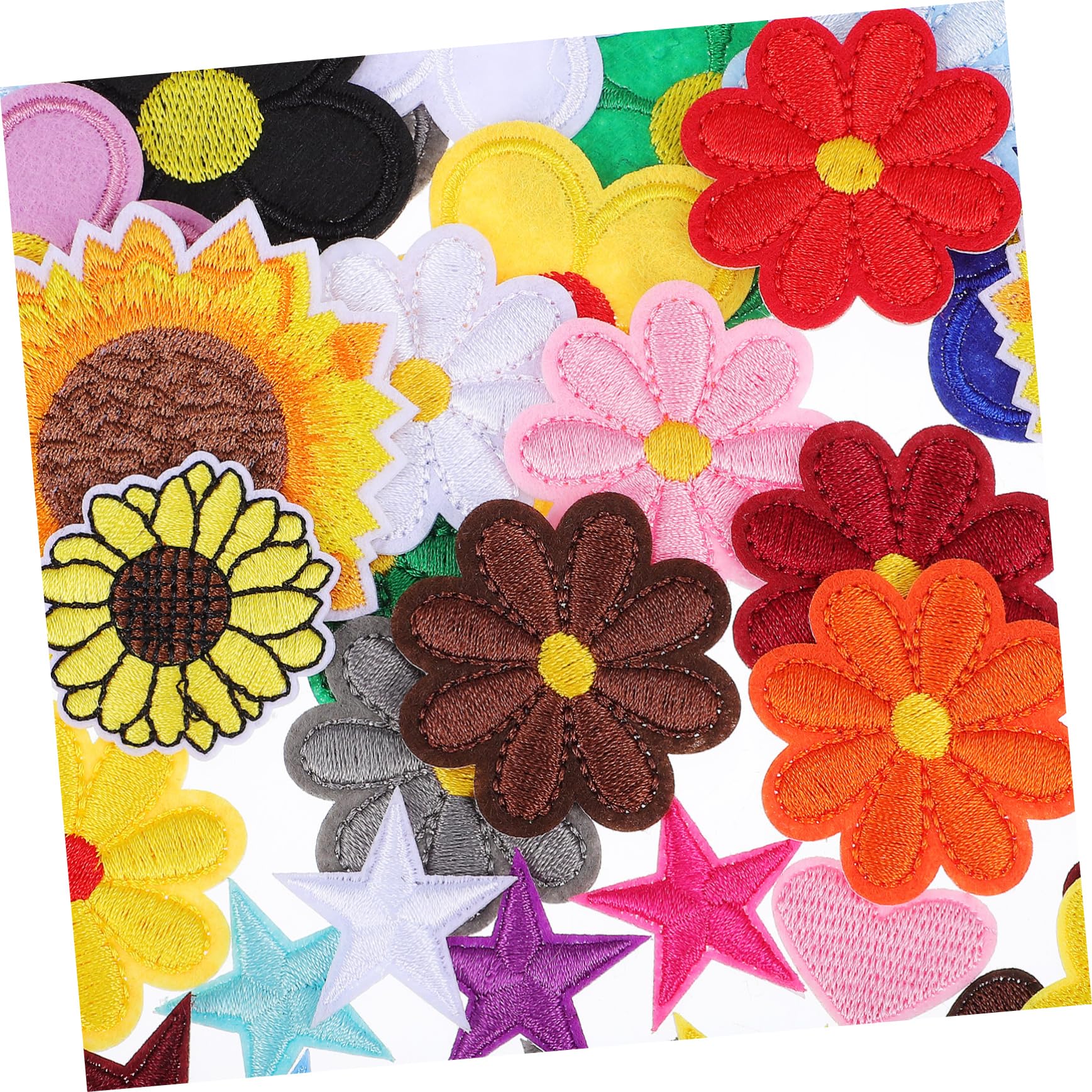 Operitacx 284stücke Teiliges Bunten -patches Blumen Herzen Und Sterne Für Kreative Kleidungsgestaltung Rucksäcke Und Hüte Langlebige Waschbeständige Applikationen