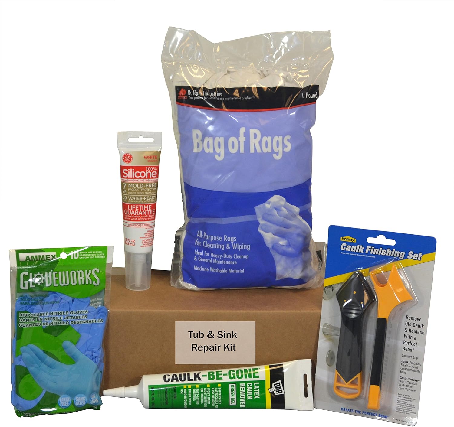 5 Piece Caulk Repair Kit for Tubs and Sinks Industrial