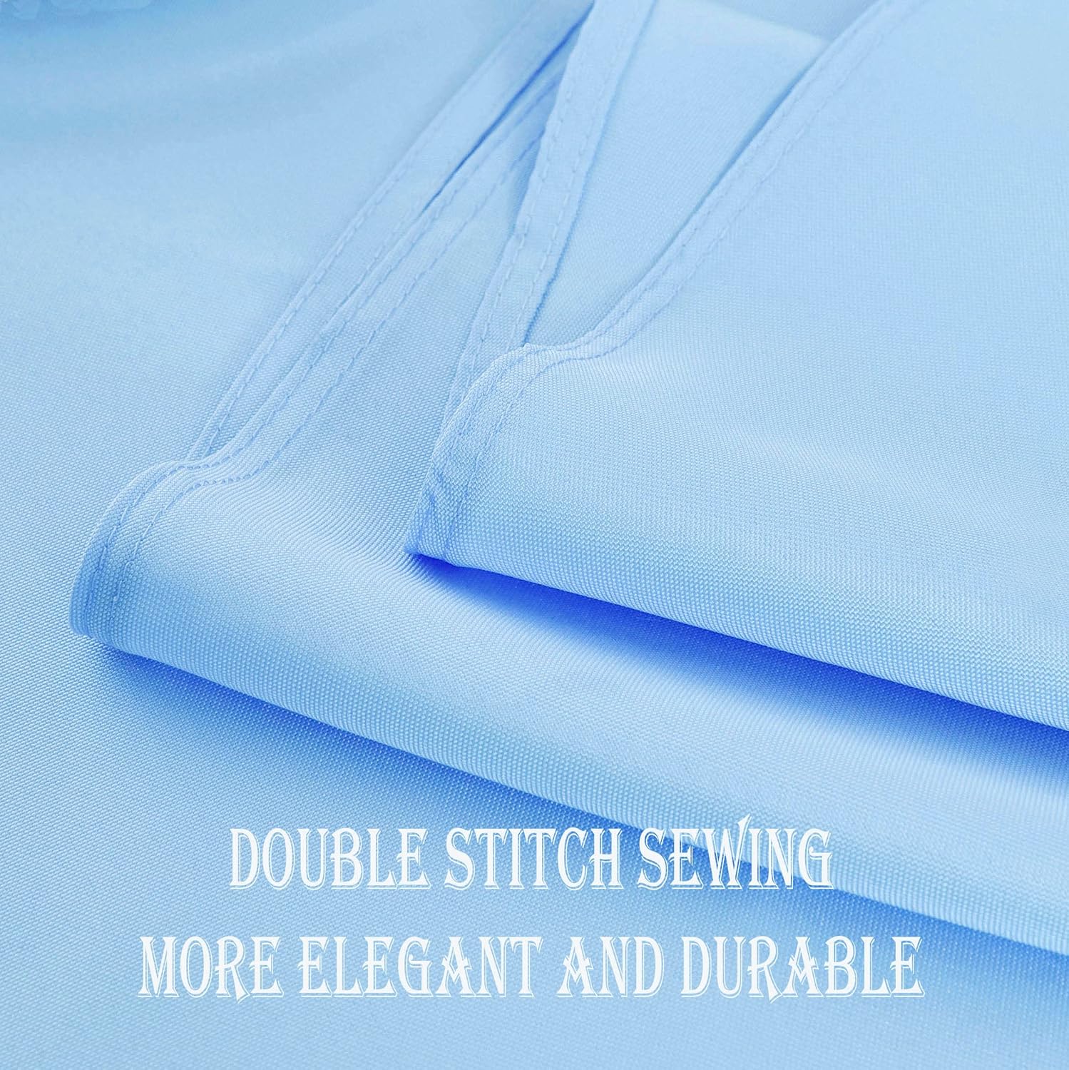 Baby Blue Rectangle Tablecloth Waterproof Stain Resistant Wrinkle Free Table Cloth 210GSM Polyester Wipeable Table Cover for Party, Banquet, Indoor and Outdoor-Rectangular/Oblong, 90 x 132 inch