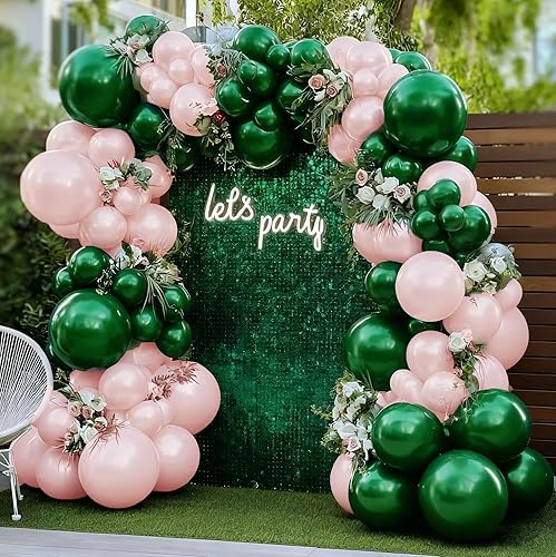 Vista 31 de Guirnalda de globos de color rosa pastel de doble relleno, globos de látex rosa claro, diferentes tamaños, 18/12/5 pulgadas, kit de globos de Rosa