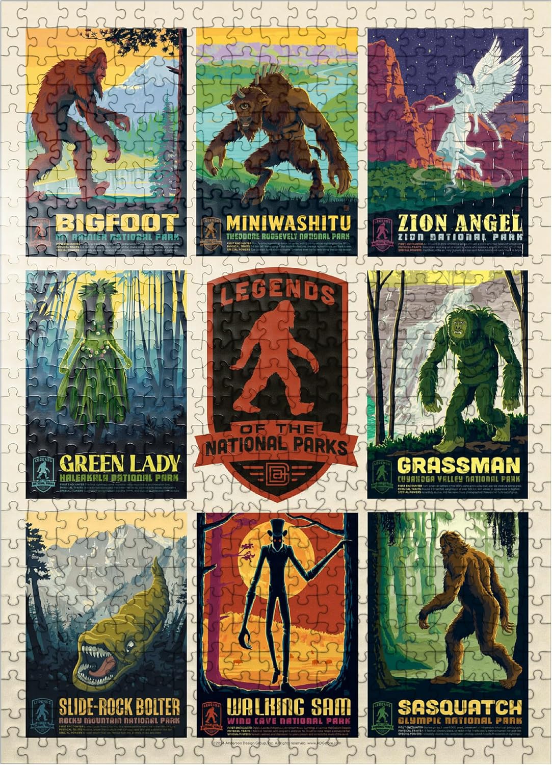 MyPuzzle Legends of The National Parks: Multi-Image Print - Edition 3, Vintage Poster - Premium 500 Piece Jigsaw Puzzle for Adults
