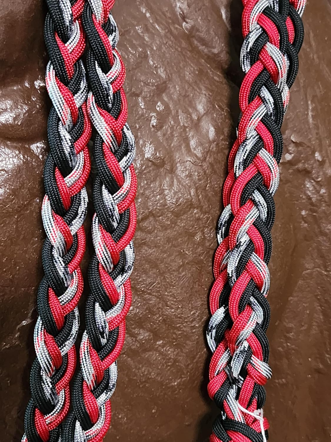 Liberty Bridleless Braided Horse Neck Rope by KatzHorseWear for Riding Your Horse in Red/Black/Gray Color