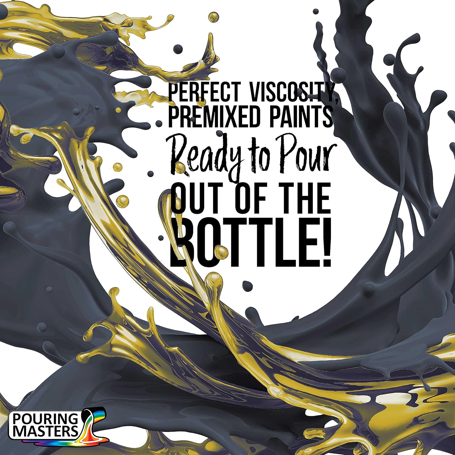 Pouring Masters 12-Color Ready-to-Pour Acrylic Iridescent Color Shifting Pouring Paint Set, with Silicone Oil & Gloss Medium, 8oz Bottles, Pour Paint Supplies for Canvas & Crafts
