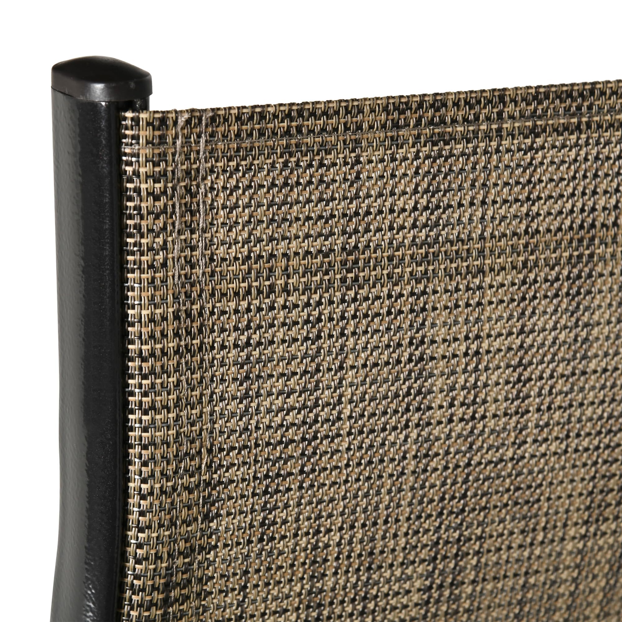 Outsunny Set 4 Sedie da Giardino Impilabili con Braccioli, Sedie per Pranzo da Esterno in Metallo e Texteline Impermeabile, da Patio, Balcone, Terrazza, Esterno e Interno, 54x75.5x95cm, Marrone