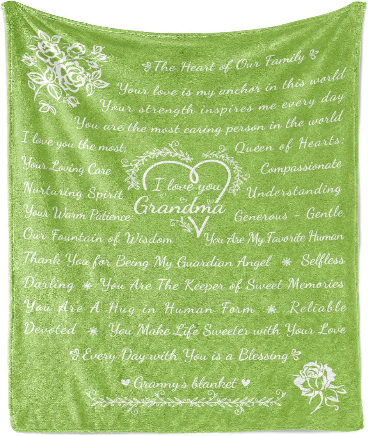 Ambesonne Grandma Gift Blanket, Custom Present for Birthday Mother's Day & Christmas from Grandchildren, Flannel Fleece Bed & Throw Cover Filled with Appreciation Love Words, 50" x 60", Navy Blue
