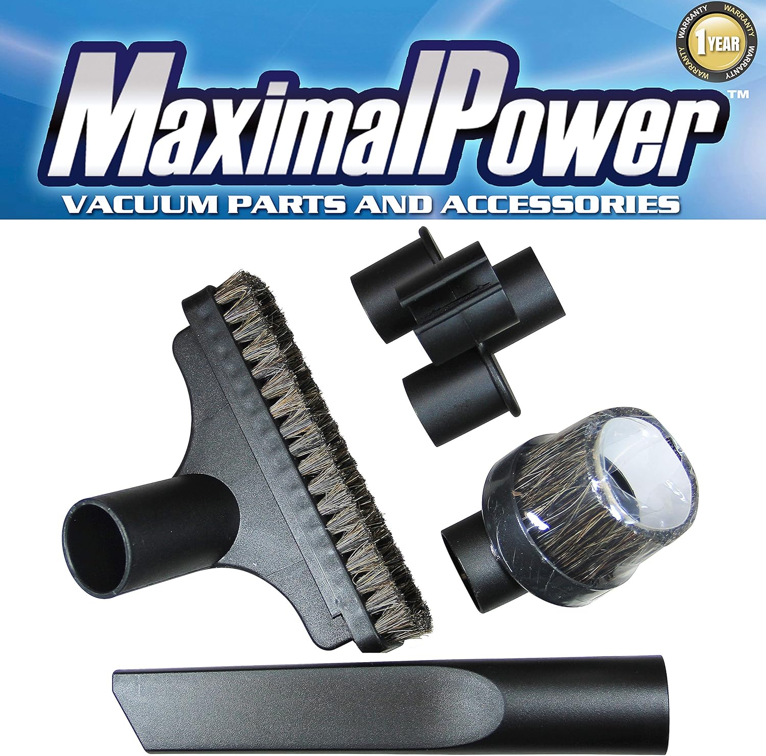 MaximalPower Replacement 32mm (1 1/4 inch) Vacuum Attachments Car Cleaning Dusty Brush Flexible Crevice Nozzle for Shop Vac Attachments 1.25”