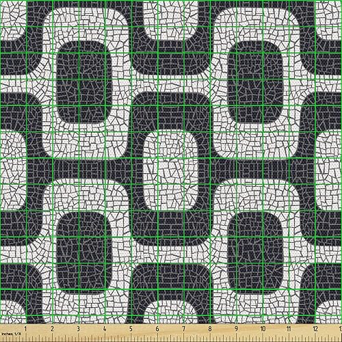 Vista 142 de Ambesonne Tela beige de The Yard, ilustración contemporánea de animales marinos en estilo retro, arte de caballito de mar de cangrejo de pulpo, tela