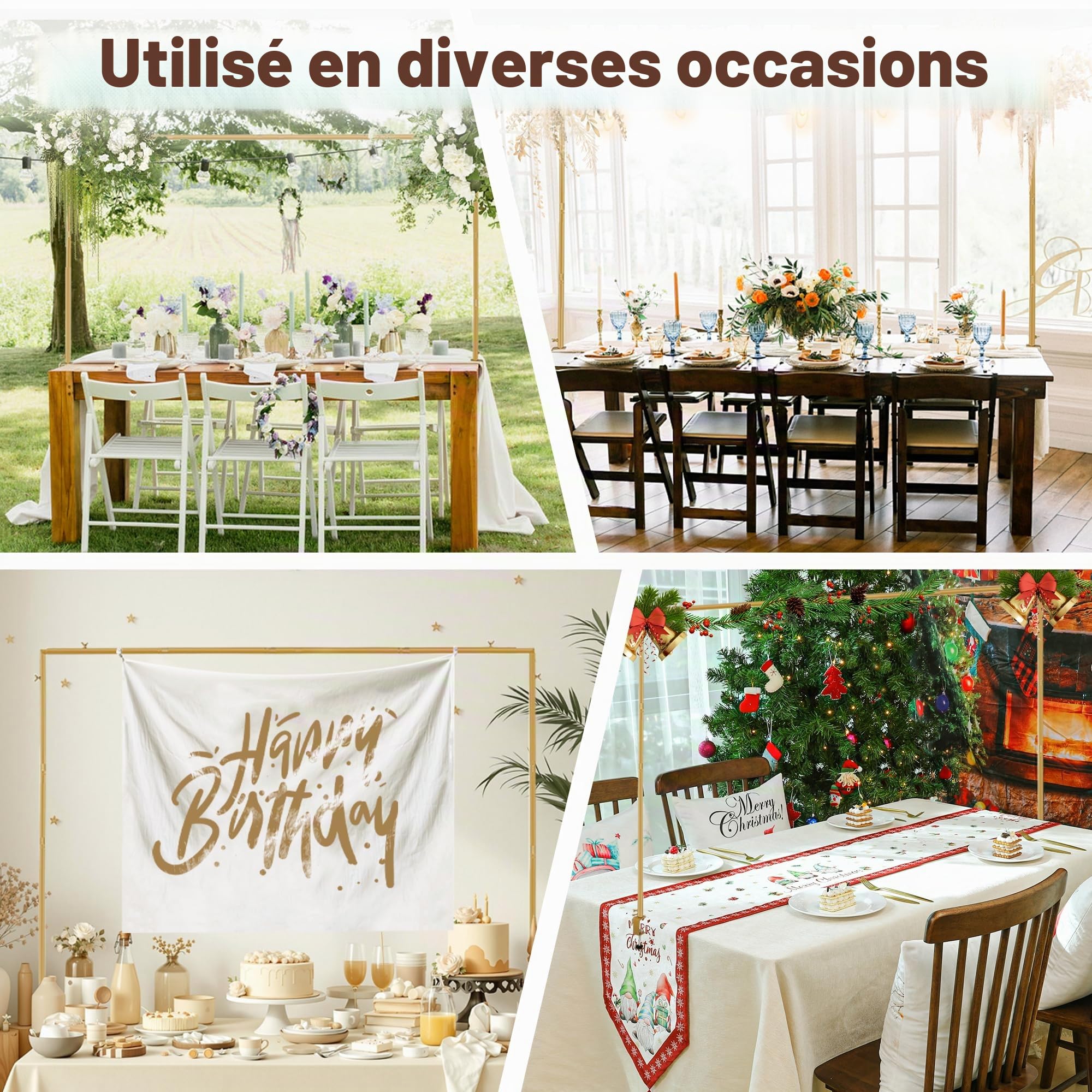 Support de tige de table, support d'arche de ballons, support d'arche de Noël, support de toile de fond pour décoration de table de mariage, festivals, fête d'anniversaire, décoration de spectacles
