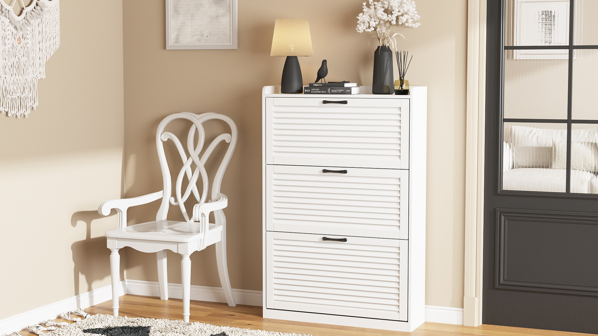 Amazon.com: Maupvit Shoe Storage Cabinet with 3 Flip Louvered