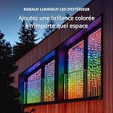 Twinkly Curtain 210 LED RGB+Blanc, Guirlande LED Extérieure et Intérieure, Lumières Smart RGB et Blanc, Compatible avec Alexa, Google Home, IP44, Contrôle App, Fil Transparent, 1.5m x 2.1m - 2