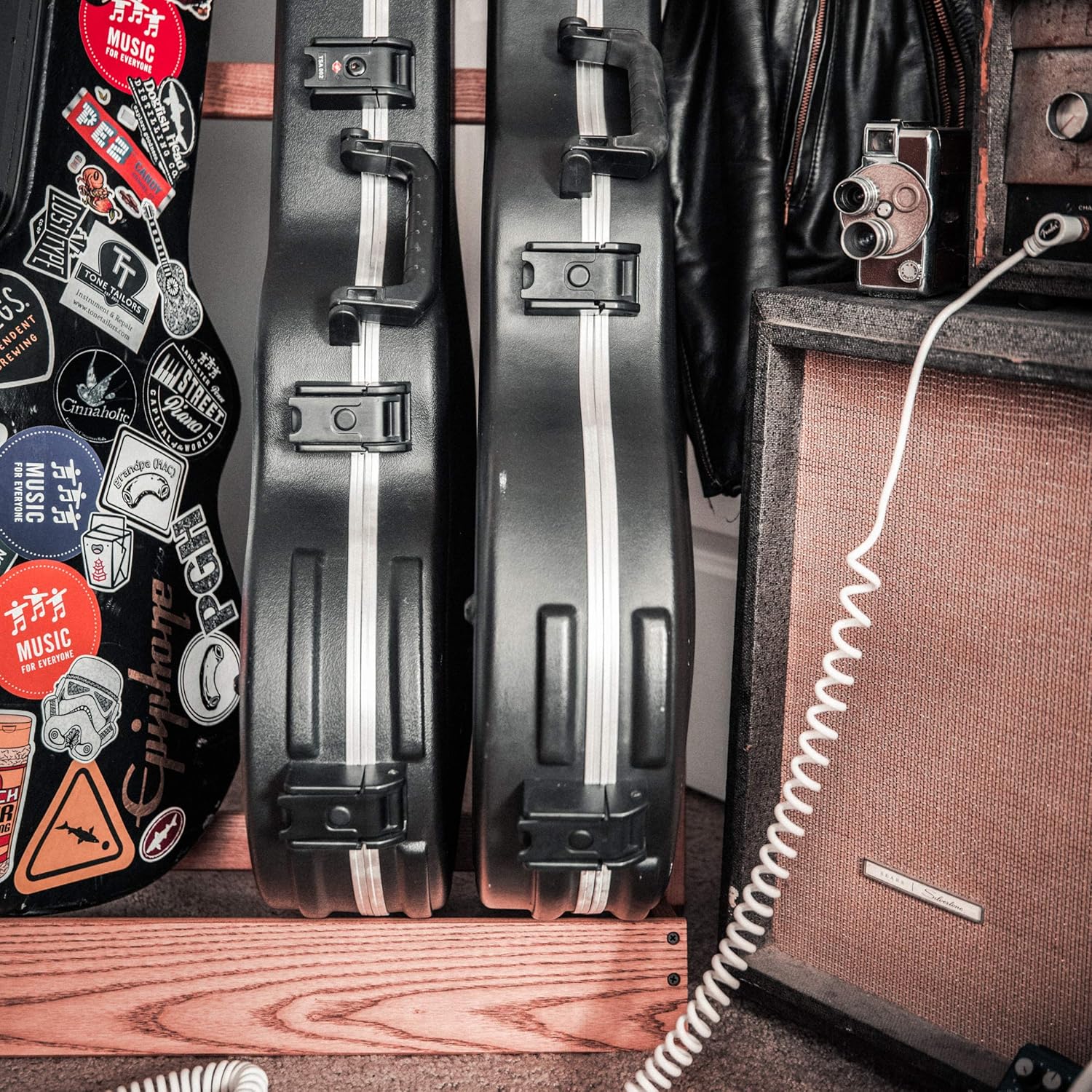 String swing cc29 folding hardwood guitar case rack Clearance