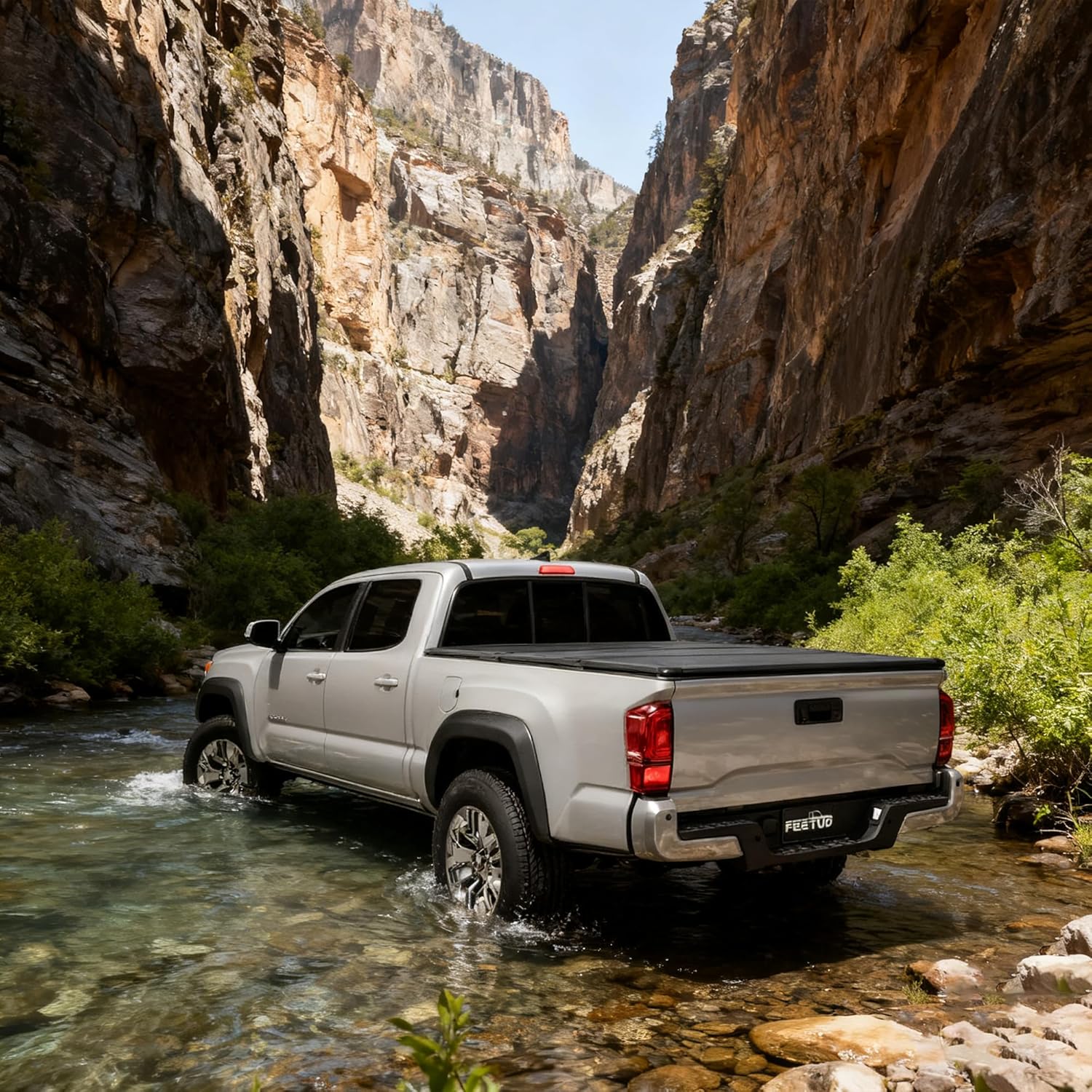FRP Hard Tri-Fold Tonneau Cover Truck Bed for 2016-2023 Tacoma 6FT/73.7inch |for Models with or Without The Deck Rail System|