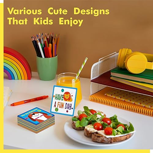 Miniatura 6 de 80 piezas de notas para la lonchera para niños, palabras inspiradoras con diseños adorables, tarjetas de afirmación positiva para cajas de almuerzo