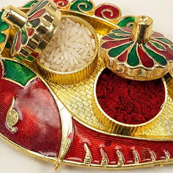 LOVENSPIRE Acrylic Decorative Ganesh Shankh Haldi Kumkum Holder for Pooja Thali Return Gifts for Wedding, Housewarming Items & Indian Festival Ceremonies 5 Pcs