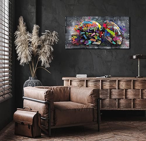 Miniatura 93 de SIXTTART Banksy - Arte de pared en lienzo para sala de estar, arte de pared de graffiti callejero para dormitorio, pintura abstracta grande, arte