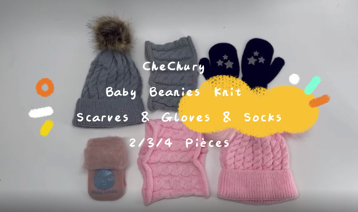 Bonnet Et écharpe Bébé Tricotés - Lot 2 Pièces Avec Pompon - Hiver 0-24 Mois - Mixte Garçon/fille