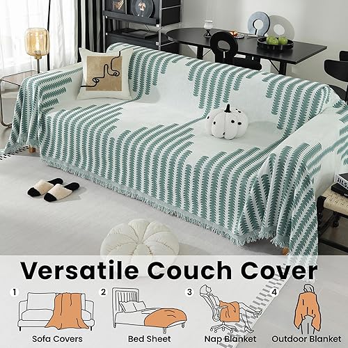 Miniatura 6 de Funda antideslizante de jacquard con borlas, funda grande para sofá de 3 plazas, protector de muebles contra arañazos y gatos, lavable y resistente