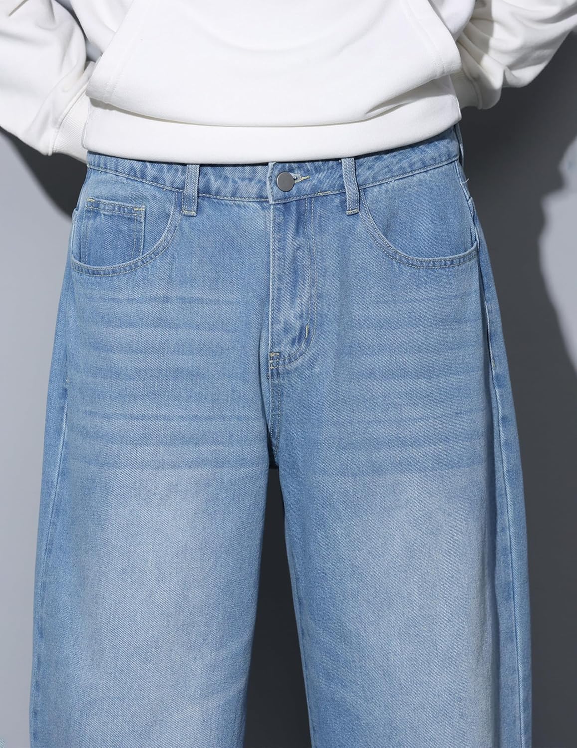 Mens Baggy Jeans Loose Fit Denim Jeans Wide Leg Hip Hop Pants Y2K Skater Trousers Streetwear - Image 6