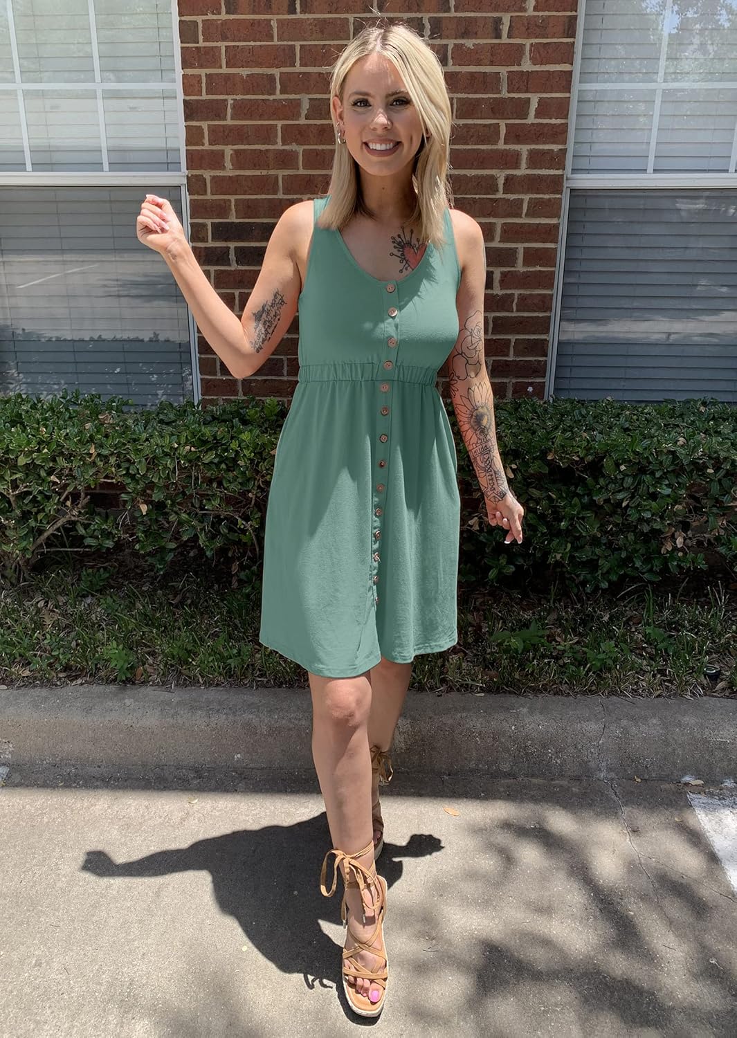 BTFBM Summer Dresses for Women 2026 Casual Spring Clothes Sleeveless Crewneck Beach Vacation Outfits Mini Flowy Sun Dress - Image 5