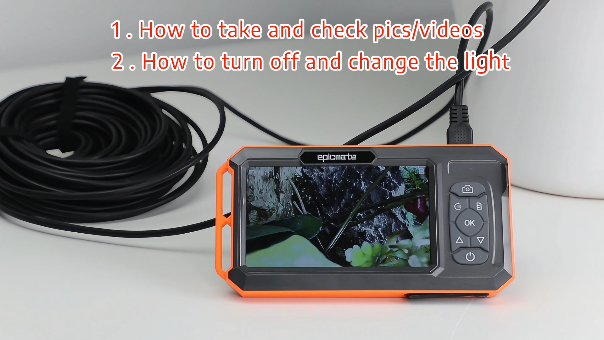 Image of Triple Lens Borescope with 5 inch IPS Screen, 1920P HD Inspection Endoscope Camera with 50FT Semi-Rigid Snake Cable & 32GB Card, IP67 Waterproof Plumbing Camera for Sewer /Automotive /Drain Pipe
