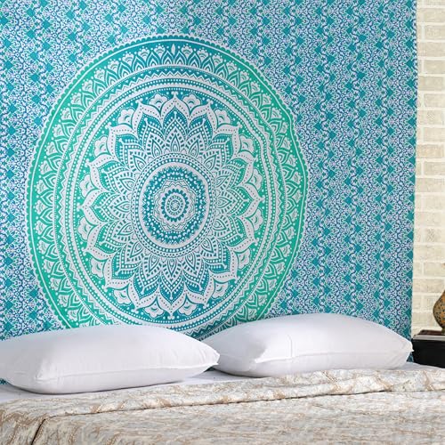 RAJRANG Wall Hanging Mandala Tapestry Sea Green for Bedroom and