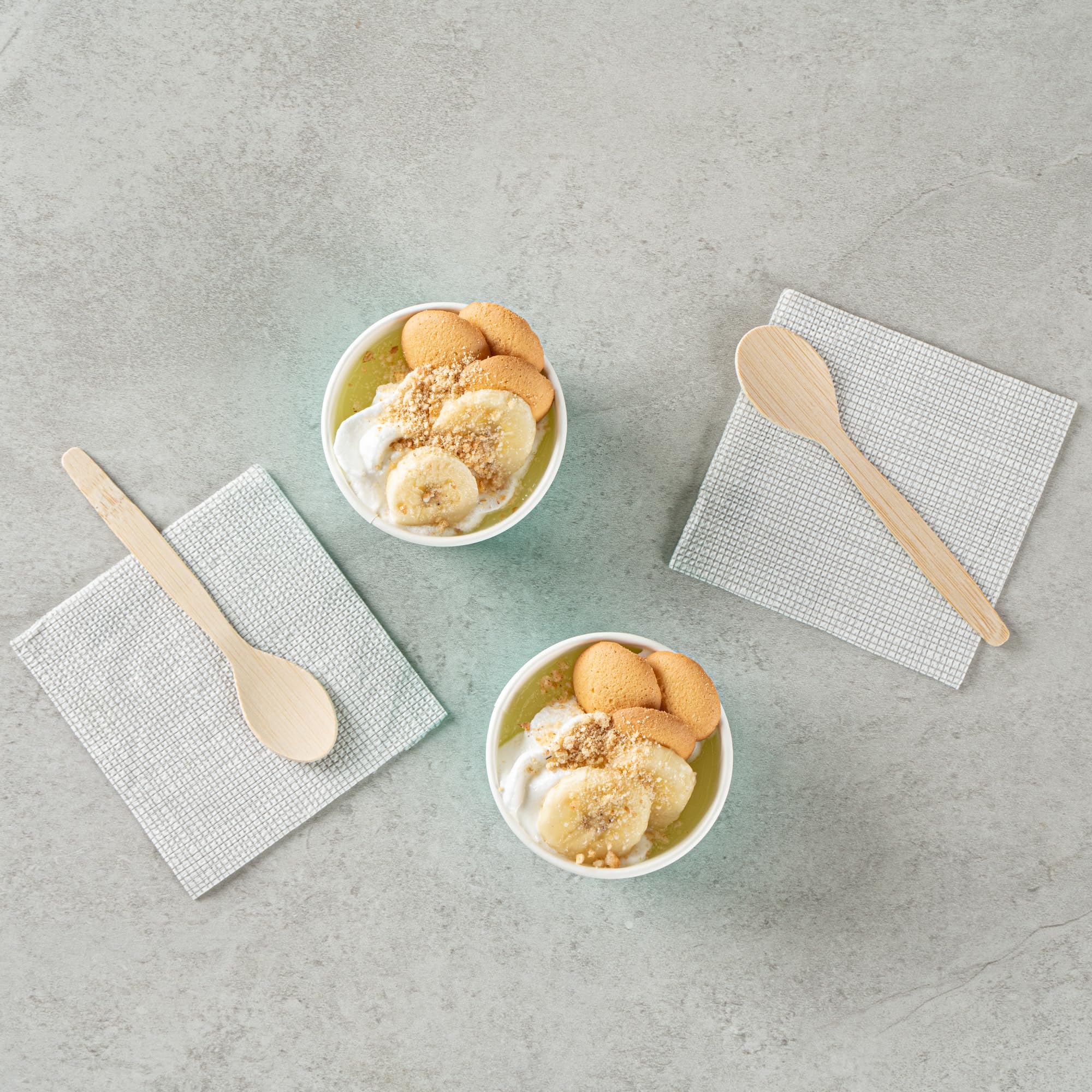 Coppetta - Vasos de postre de 3 onzas, 200 vasos desechables para helado, las tapas se venden por separado, resistentes, cuencos de papel turquesa FroYo, a rayas, para alimentos fríos y calientes,