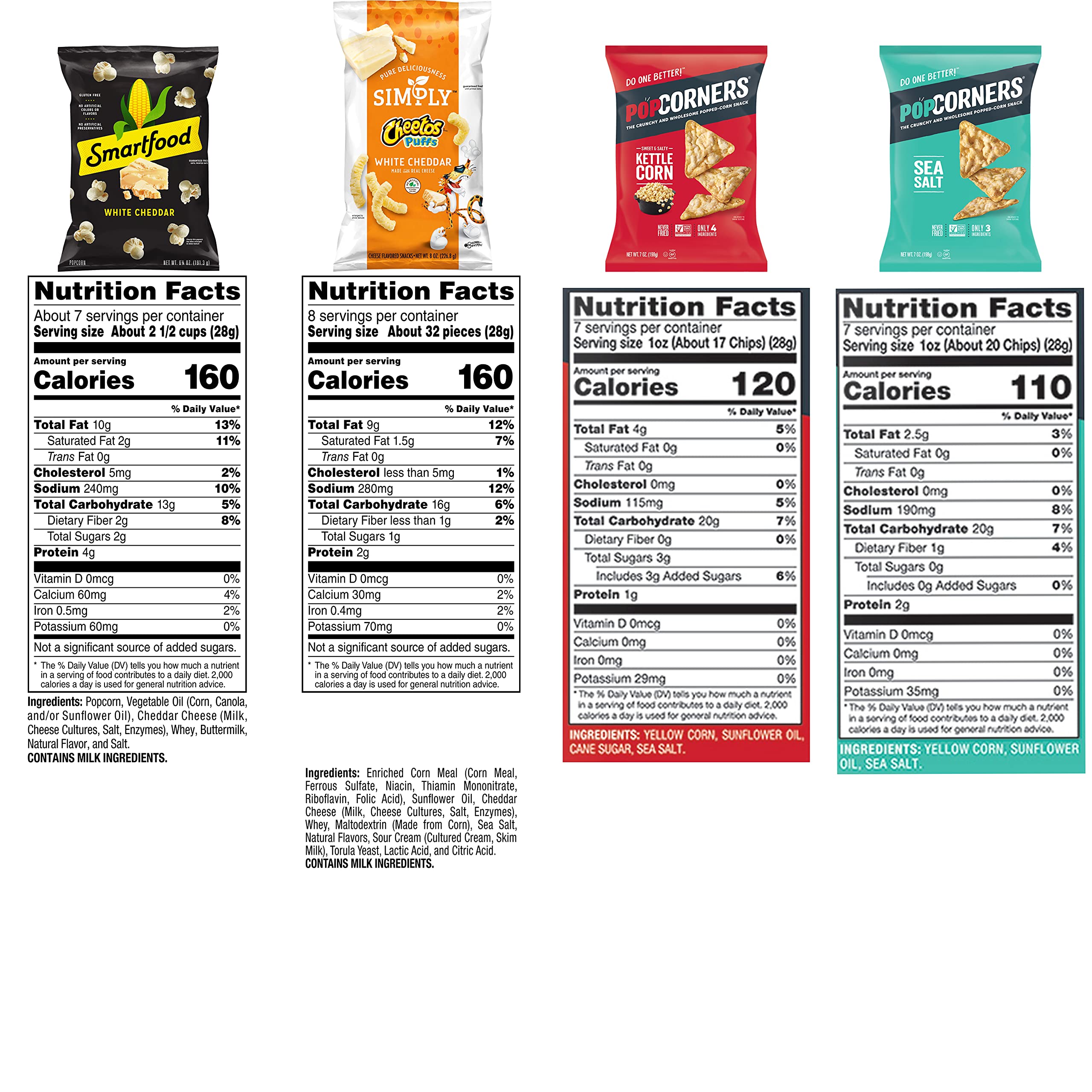 FritoLay Smart Snacks Variety Pack, Simply Cheetos, Popcorners