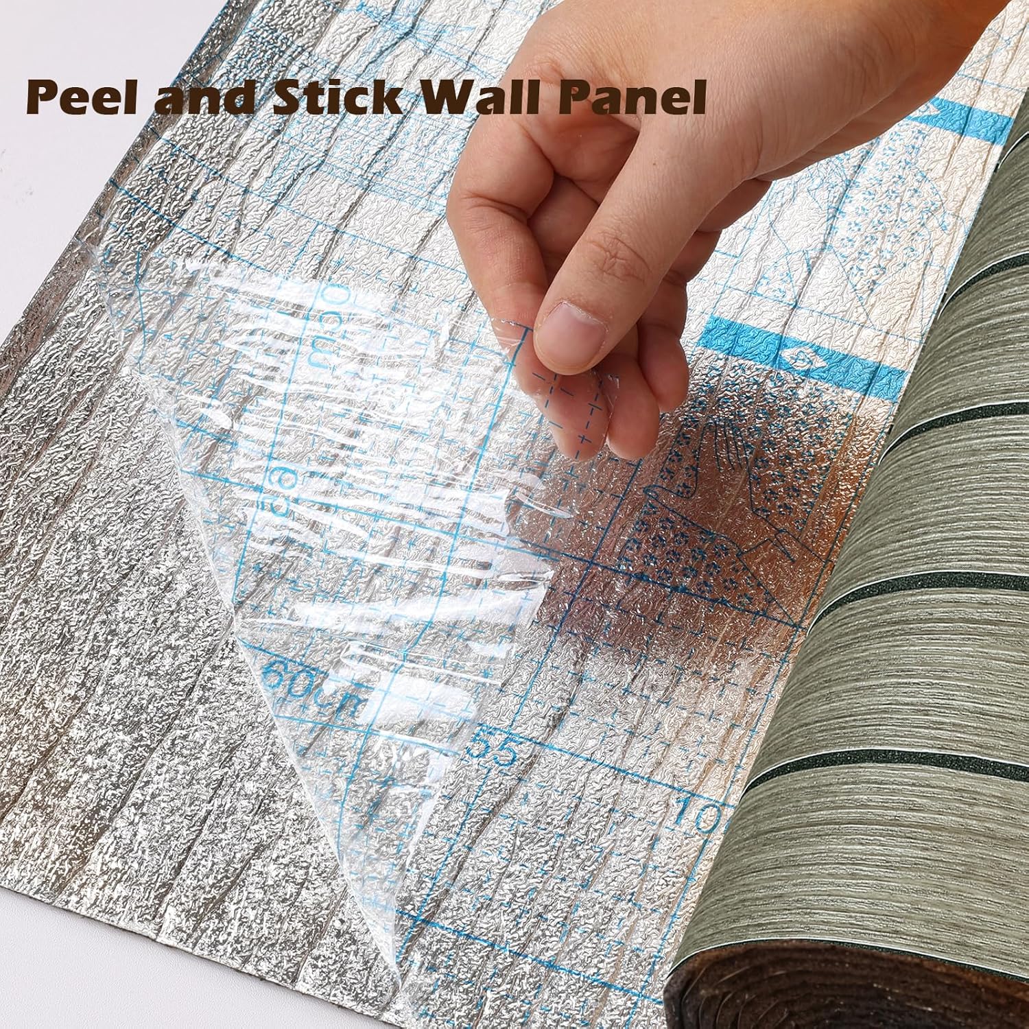 Stickyart 3D Wall Panels Peel and Stick 23.6"X 196.8" PVC Slat Wood Wall Panel Stick on Faux Grey Wood Grain Slat Paneling Wallpaper Acoustic Waterproof for Living Room Interior Walls Ceiling Decor