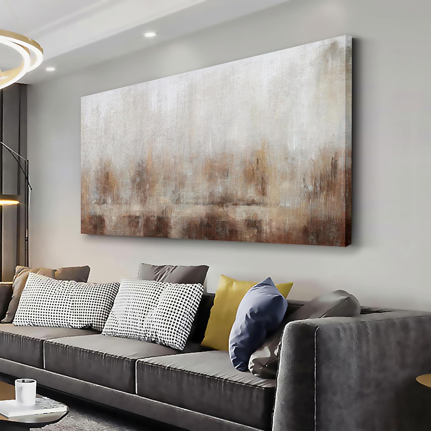 Abstract Wall Art Home Decor Wall Brown Canvas Print Wall Art Framed Modern Abstract Artwork for Living Room Bedroom Dining Room Home Office Decor 20"x40" 40L"x20W" Brown