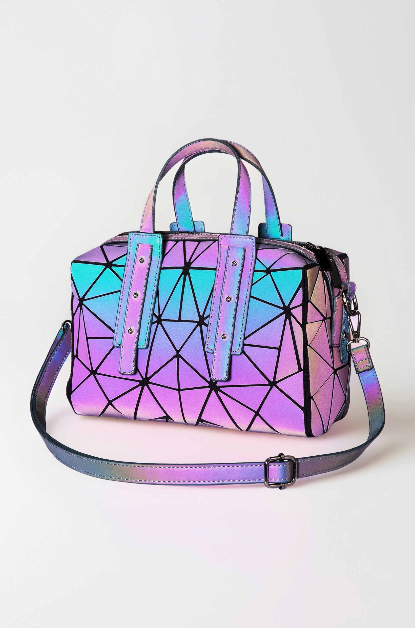 Geometric Luminous Crossbody Bags for Women Holographic Reflective Handbags Shoulder bags